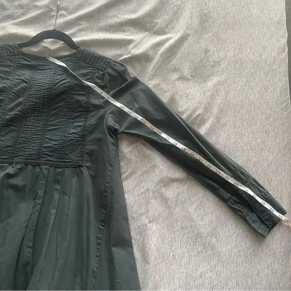 Free People Navy Lace Button Up Long Sleeve Dress Size Medium 100% Cotton - Picture 12 of 14